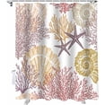 thumbnail image 1 of Shower Curtain Ocean Starfish Shell Coral Shower Curtains for Bathroom Decor Marine Abstract Retro Shower Curtain Sets with Hooks Waterproof Fabric Bath Curtain Standard 72" X 72", 1 of 6