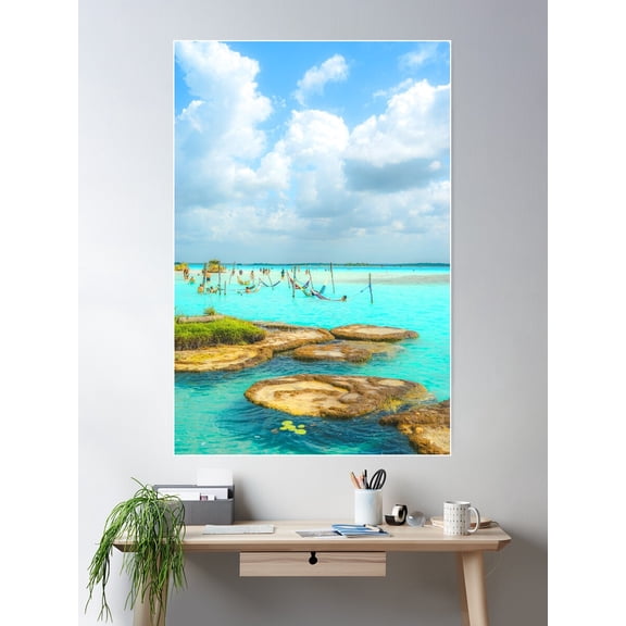 Shower Curtain, Ocean View, Colorful Graphic Print Poster Wall Art, Modern Wall Decor For Living Room Bedroom, 8x12 UNFRAMED