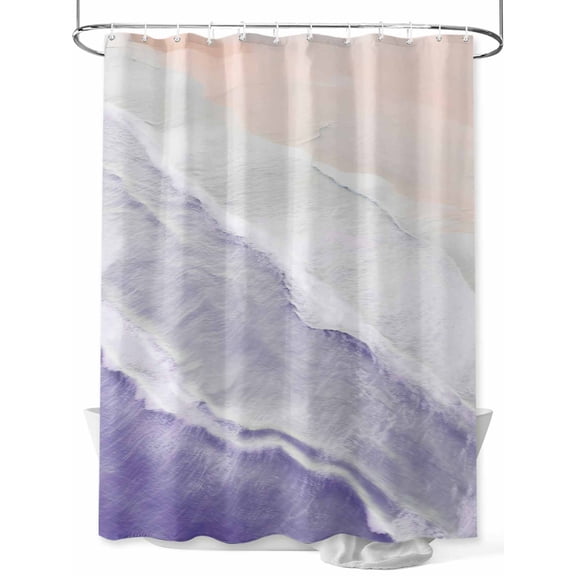 Shower Curtain Ocean Waves Shower Curtains for Bathroom, Waterproof Polyester Shower Curtain Set with Hooks, Extra Long 72" x 84" Ombre Purple Beach