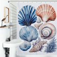 thumbnail image 1 of Shower Curtain Oceanic Shell Art Print-2 Bath Curtain Polyester Fabric Bathroom Ration With Hooks, 1 of 4