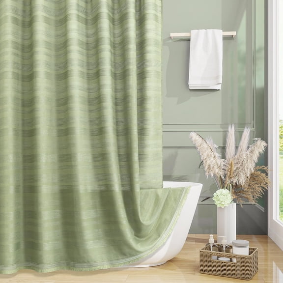 Shower Curtain Olive Green 72"W x 84"L (Pack of 1) Boho Farmhouse Bathroom Use