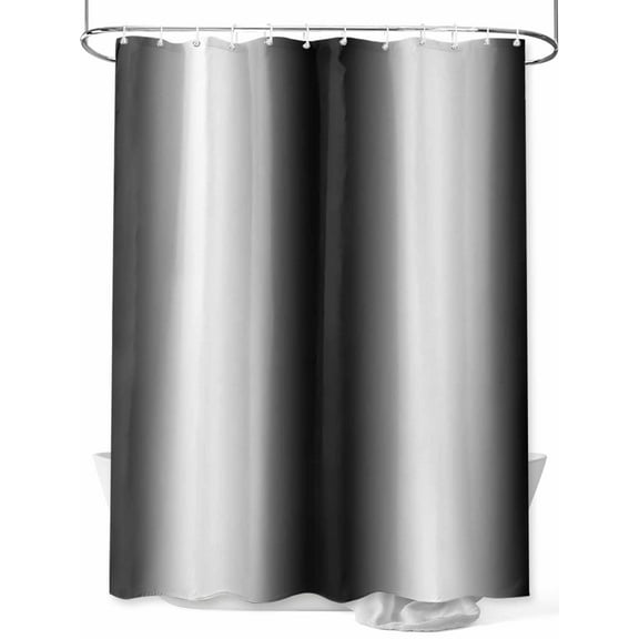 Shower Curtain Ombre Black Bathroom Curtains with Hooks, Waterproof Fabric Gradient Color Bath Shower Curtains Set for Bathroom Bathtubs Decor 36x72 Inch