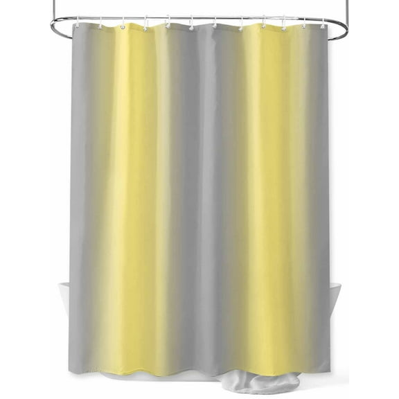 Shower Curtain Ombre Gray Yellow Shower Curtains for Bathroom, Waterproof Polyester Shower Curtain Set with Hooks, Small Stall Size 36" x 72" Gradient Color