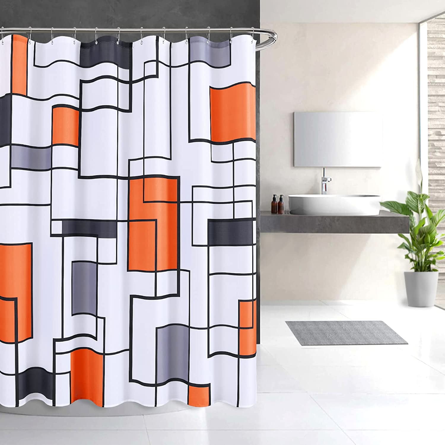 Shower Curtain Orange, Black Shower Curtain for Bathroom,Grey and White Bathroom  Shower Curtain Set Water Repellent and Washable Bath Curtain with Modern  Style for Hotels Bathtubs,72x72 - Walmart.com, image size:1500x1500