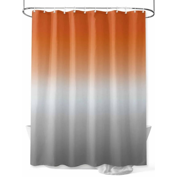 Shower Curtain Orange Grey Ombre Bathroom Curtains with Hooks, Waterproof Fabric Gradient Gradual Color Bath Shower Curtains Set for Bathroom Bathtubs Decor 72x72 Inch