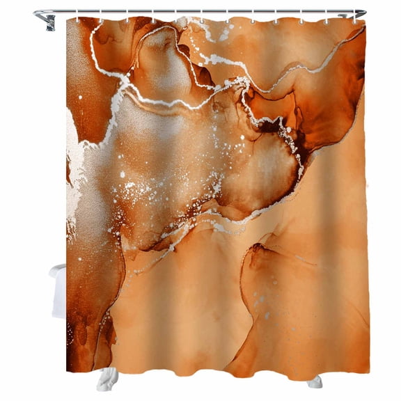 Shower Curtain Orange Marble Shower Curtains for Bathroom Bathtub, Waterproof Fabric Shower Curtain Set with Hooks, Extra Long 72" x 84" Abstract Waves Cloud