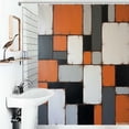 thumbnail image 1 of Shower Curtain Orange White Black Gray Geometric Square Retro Bath Curtain Polyester Fabric Bathroom Ration With Hooks, 1 of 4