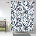 thumbnail image 1 of Shower Curtain, Paisley Pattern No.9074 Waterproof Fabric Plastic Shower Curtain, Drying Fast Bathroom Curtain with 9 Buttonholes, Ruffle Shower Curtain 60x72in, 1 of 8