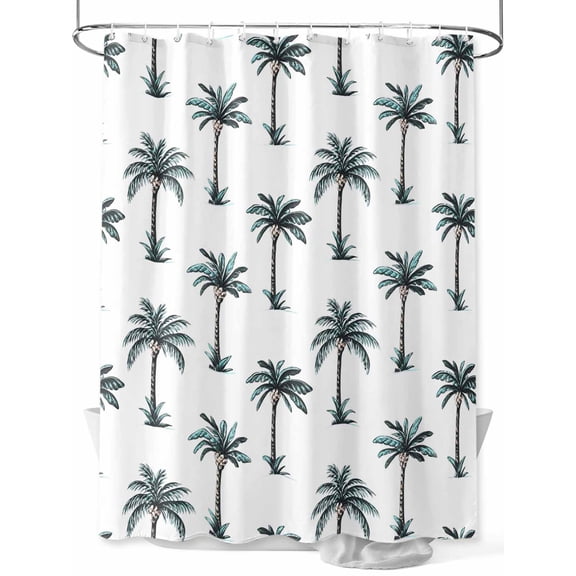 Shower Curtain Palm Trees Bathroom Curtains with Hooks, Waterproof Fabric Tropical Plant Coconut Bath Shower Curtains Set for Bathroom Bathtubs Decor 36x72 Inch