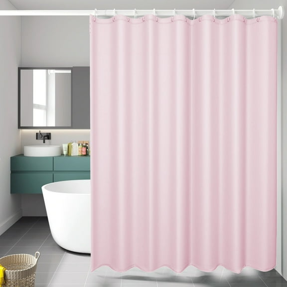 Shower Curtain,Partition Drape,Solid Color Waterproof Mildew Resistant Screen for Bathroom Shower Space Separation(Pink)