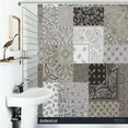 thumbnail image 1 of Shower Curtain Patchwork Paisley Print, Neutral Tones, Bandana Polyester Waterproof Home Ration Curtain With Hook, 1 of 4