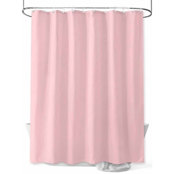 Shower Curtain Pink Bathroom Curtains with Hooks, Waterproof Fabric Solid Color Pink Bath Shower Curtains Set for Bathroom Bathtubs Decor 36x72 Inch