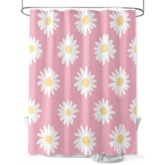 Shower Curtain Pink Daisy Shower Curtains for Bathroom, Waterproof Polyester Shower Curtain Set with Hooks, Small Stall Size 36" x 72" Spring Floral