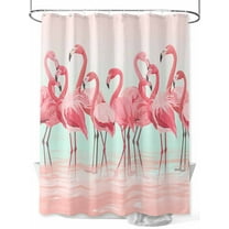 Shower Curtain Pink Flamingo Bathroom Curtains with Hooks, Waterproof Fabric Tropical Animal Ombre Teal Bath Shower Curtains Set for Bathroom Bathtubs Decor 36x72 Inch