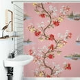 thumbnail image 1 of Shower Curtain Pink Floral Sailboat Wallpaper Design Bathroom Waterproof Polyester Home Ration Curtain With Hook, 1 of 4