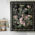 thumbnail image 1 of Shower Curtain Pink Flowers Green Leaves Shower Curtains for Bathroom Decor, Waterproof Polyester Shower Curtain Set with Hooks, Small Stall Size 36" x 72" Bird Branches Black, 1 of 9
