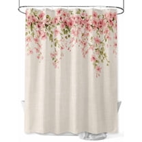 Shower Curtain Pink FlowersPetals Shower Curtains for Bathroom, Waterproof Polyester Shower Curtain Set with Hooks, Extra Long 72" x 84" Linen Background