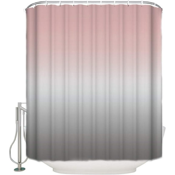 Shower Curtain Pink Grey Gradient Fabric Bath Curtains Solid Color Ombre Bathroom Decor Sets with Hooks Waterproof 72x72inch