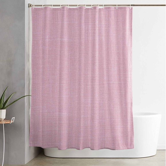 Shower Curtain, Pink Retro Linen Waterproof Shower Curtain Set with Hooks for Bathroom Showers,Stalls and Bathtubs,72x84In Minimalist Style