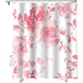 thumbnail image 1 of Shower Curtain Pink Watercolor Shower Curtains for Bathroom Decor Flower Floral Leaves Shower Curtain Sets with Hooks Waterproof Fabric Bath Curtain Extra Long 72" X 84", 1 of 4