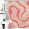 thumbnail image 1 of Shower Curtain Pink Wavy Abstract Design Polyester Waterproof Home Ration Curtain With Hook, 1 of 4
