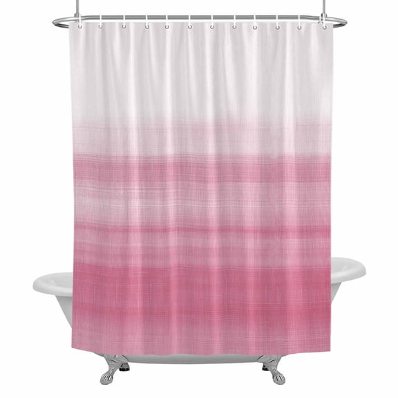 Shower Curtain, Pink White Waterproof Fabric Bathroom Shower Curtains Set with Hooks,72 X 72 Inch Long, Abstract Modern Brush Strokes