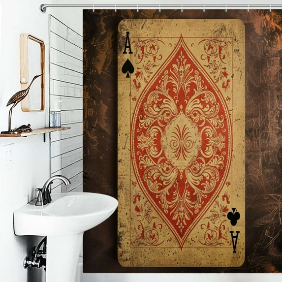 Shower Curtain Playing Card Art Bath Curtain Polyester Fabric Bathroom Ration With Hooks