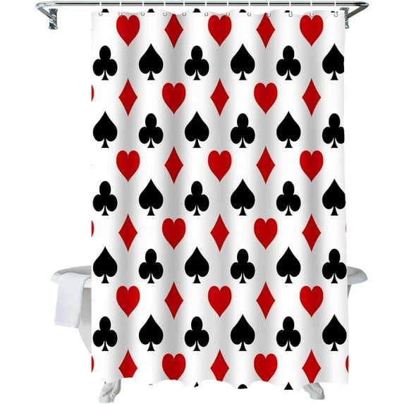 Shower Curtain Poker Game Themed Shower Curtains for Bathroom Decor Las Vegas Theme Casino Shower Curtain Sets with Hooks Waterproof Fabric Bath Curtain Small Stall 36" X 72"