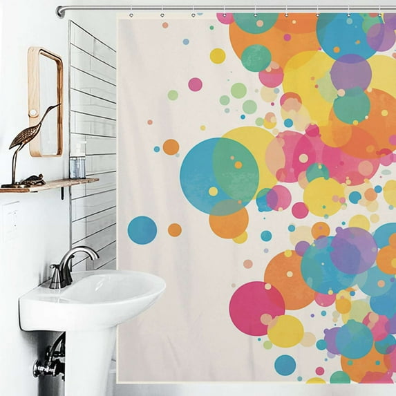 Shower Curtain Polka Dot Spotty Circle Spots Polyester Waterproof Home Ration Curtain With Hook