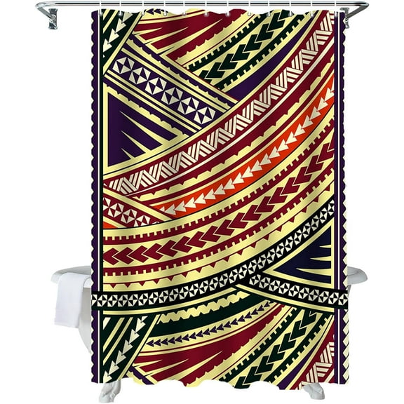 Shower Curtain Polynesian Abstract Ethnic Pattern Shower Curtains for Bathroom Decor Boho Style Shower Curtain Sets with Hooks Waterproof Fabric Bath Curtain Small Stall 36" X 72"