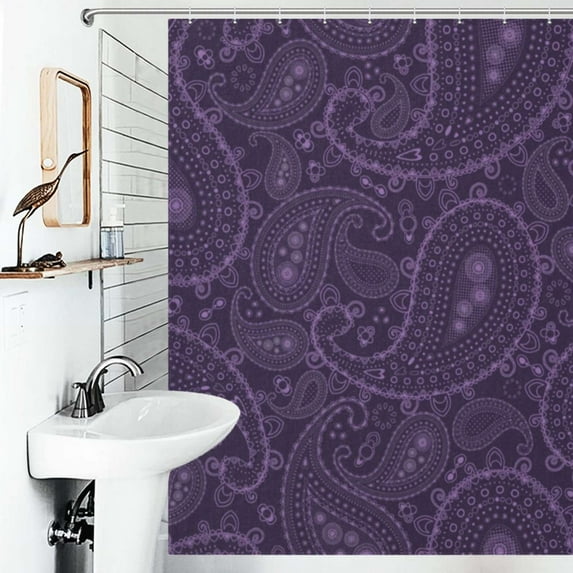 Shower Curtain Pretty Bohemian Art Paisley Purple Bathroom Waterproof Polyester Home Ration Curtain With Hook