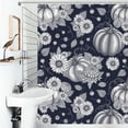 thumbnail image 1 of Shower Curtain Pumpkin Floral Pattern Bathroom Waterproof Polyester Home Ration Curtain With Hook, 1 of 4