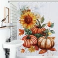 thumbnail image 1 of Shower Curtain Pumpkin With Leaves Sunflower Watercolor Polyester Waterproof Home Ration Curtain With Hook, 1 of 4