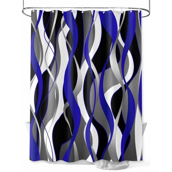 Shower Curtain Purple Black Lines Bathroom Curtains with Hooks, Waterproof Fabric Modern Abstract Stripes Bath Shower Curtains Set for Bathroom Bathtubs Decor 72x72 Inch