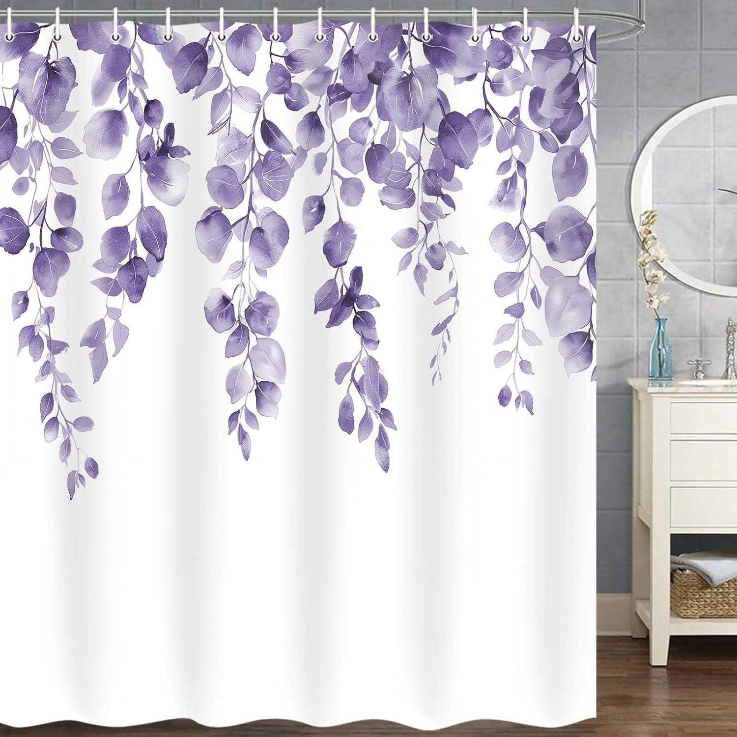 Shower Curtain Purple Eucalyptus Shower Curtains for Bathroom