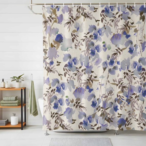 Shower Curtain Purple Floral Shower Curtains for Bathroom Decor, Waterproof Polyester Shower Curtain Set with Hooks, Extra Long 72" x 84" Watercolor Wildflowers