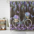 thumbnail image 1 of Shower Curtain Purple Flowers Shower Curtains for Bathroom Decor, Waterproof Polyester Shower Curtain Set with Hooks, Small Stall Size 36" x 72" Bicycle Vintage Floral, 1 of 9