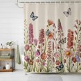 thumbnail image 1 of Shower Curtain Purple Lavender Butterfly Shower Curtains for Bathroom Decor, Waterproof Polyester Shower Curtain Set with Hooks, Small Stall Size 36" x 72" Vintage Floral Linen Texture, 1 of 9