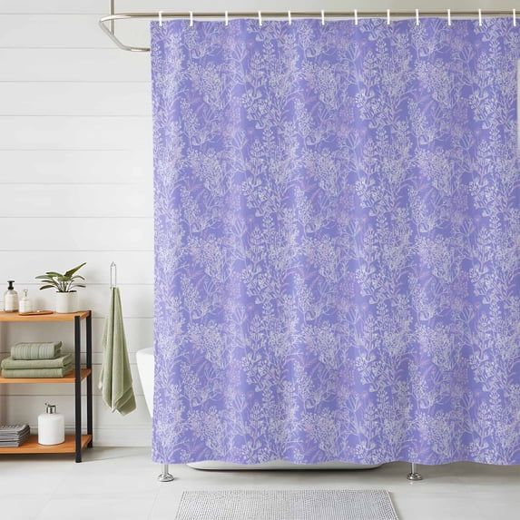 Shower Curtain Purple Lavender Silhouette Shower Curtains for Bathroom Decor, Waterproof Polyester Shower Curtain Set with Hooks, Extra Long 72" x 96" Spring Plant