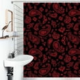 thumbnail image 1 of Shower Curtain RED PAISLEY Velvet Edition Polyester Waterproof Home Ration Curtain With Hook, 1 of 4
