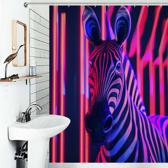 Shower Curtain Rainbow Animals Zebra Bath Curtain Polyester Fabric Bathroom Ration With Hooks