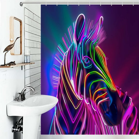 Shower Curtain Rainbow Animals Zebra Bath Curtain Polyester Fabric Bathroom Ration With Hooks