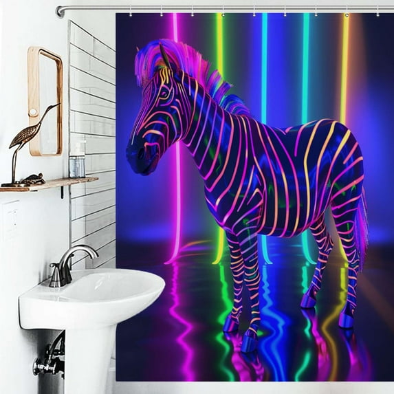 Shower Curtain Rainbow Animals Zebra Bath Curtain Polyester Fabric Bathroom Ration With Hooks