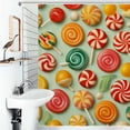 thumbnail image 1 of Shower Curtain Rainbow Lollipop Bath Curtain Polyester Fabric Bathroom Ration With Hooks, 1 of 4