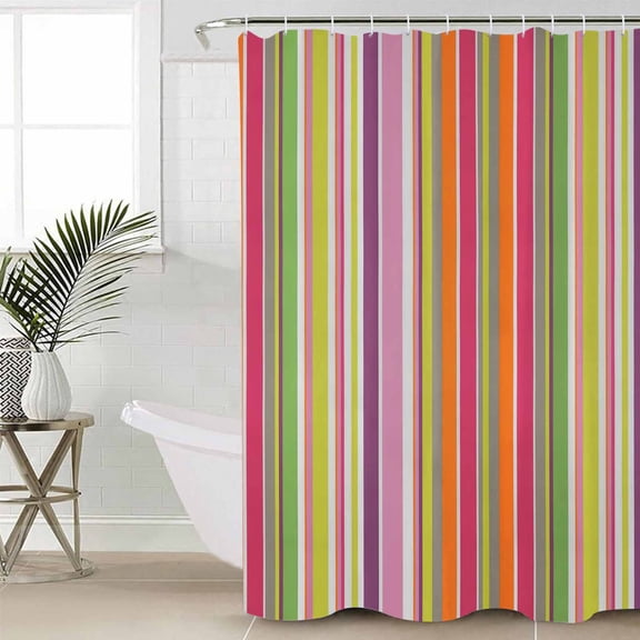 Shower Curtain, Rainbow Stripe Colorful Line Waterproof Shower Curtain Set with Hooks for Bathroom Showers,Stalls and Bathtubs,60x72In Watercolor Stripes Seamless