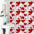 thumbnail image 1 of Shower Curtain Red And White Heart Pattern Polyester Waterproof Home Ration Curtain With Hook, 1 of 4