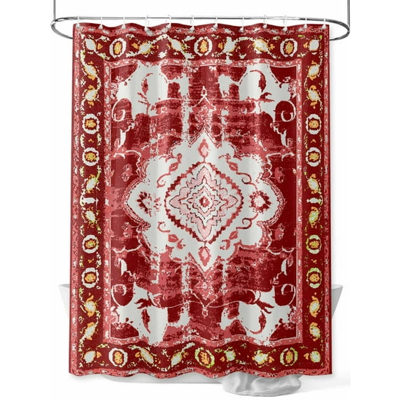 Shower Curtain Red Bohemia Shower Curtains for Bathroom, Waterproof Polyester Shower Curtain Set with Hooks, Standard Size 66" x 72" Tribal Vintage Boho
