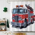 thumbnail image 1 of Shower Curtain, Red Fire Truck Cartoon Car Waterproof Shower Curtain Set with Hooks for Bathroom Showers,Stalls and Bathtubs,72x72In Modern Minimalist Style, 1 of 9