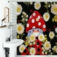 thumbnail image 1 of Shower Curtain Red Gnome Hippie Flowers Ladybugs Bath Curtain Polyester Fabric Bathroom Ration With Hooks, 1 of 4