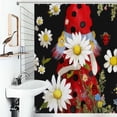 thumbnail image 1 of Shower Curtain Red Gnome Hippie Flowers Ladybugs Polyester Waterproof Home Ration Curtain With Hook, 1 of 4